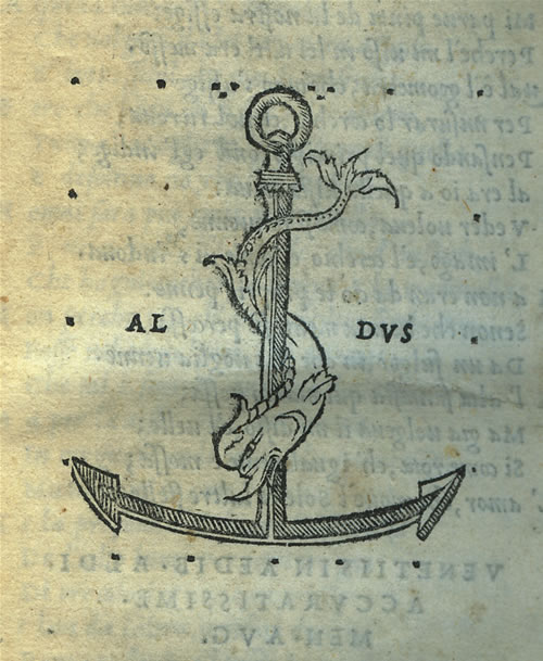 Anchor and dolphin printer's device of Aldus Manutius